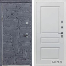 Дверь Дива-97/3 Дуб серый Д-13 Белый софт