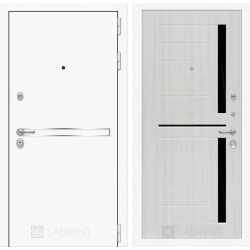 Входная дверь Лайн WHITE 02 - Сандал белый, стекло черное